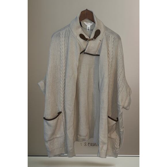 Lauren Conrad Beige Open Front Ribbed Cardigan Sweater One Size with Pockets NWT - Picture 1 of 8